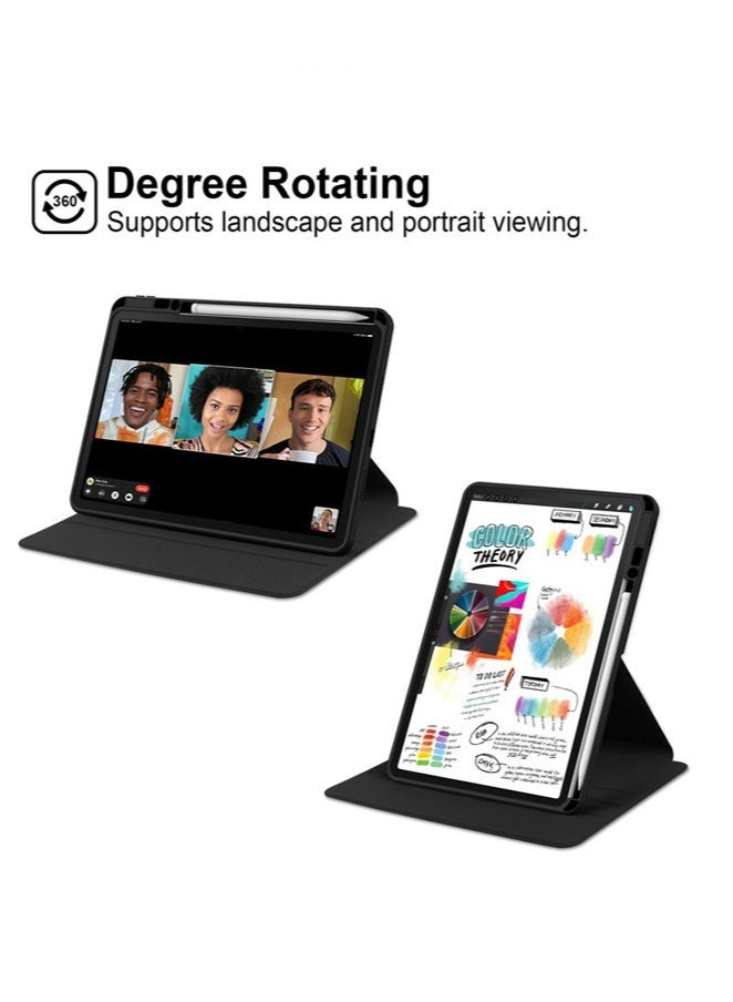 for iPad Air 13 inch (2024 6th M2 / 2025 7th M3) / ipad Pro 12.9 inch (22/21/20/18) Case Cover,Tablet Protective Case, Acrylic 360 ° Rotating Design, Automatic Wake-up/sleep, Soft Leather, Black - Image 4